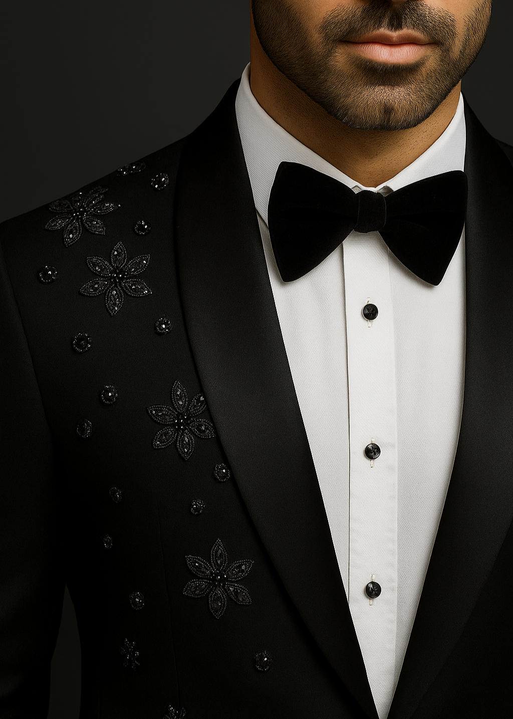 Black Cutdana Embroidered Suit for Wedding
