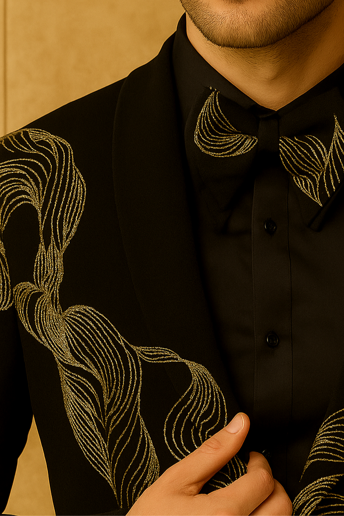 Black Gold Abstract Embroidered Tuxedo