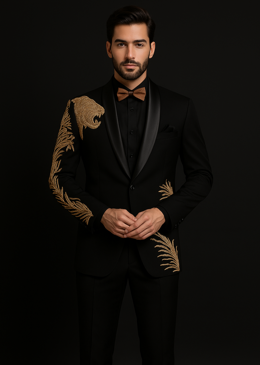 Black Gold Lion Embroidered Tuxedo