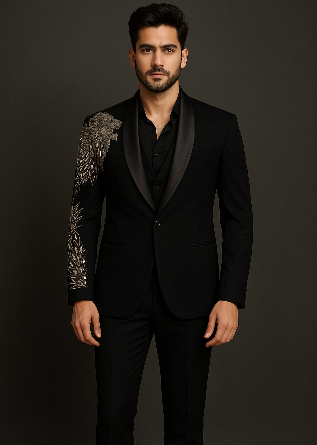 Black Lion Embroidered Tuxedo