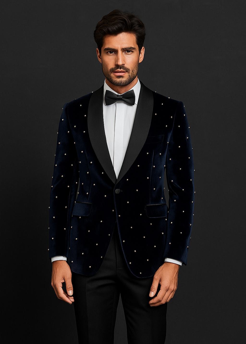 Blue Polka Dots Embroidered Tuxedo