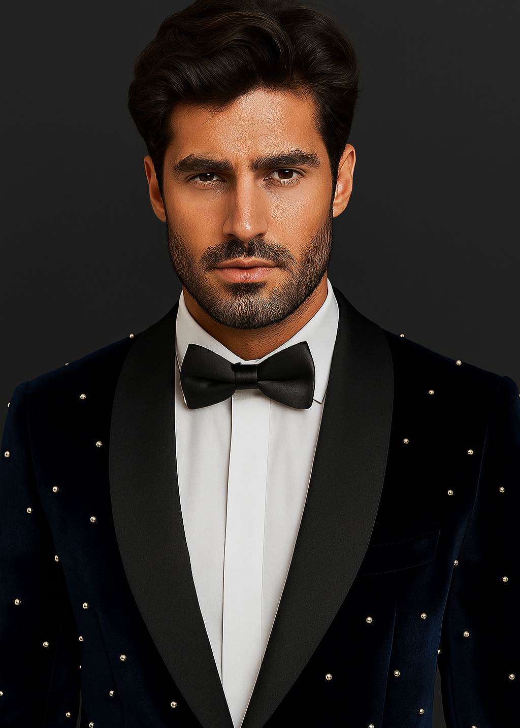 Blue Polka Dots Embroidered Tuxedo