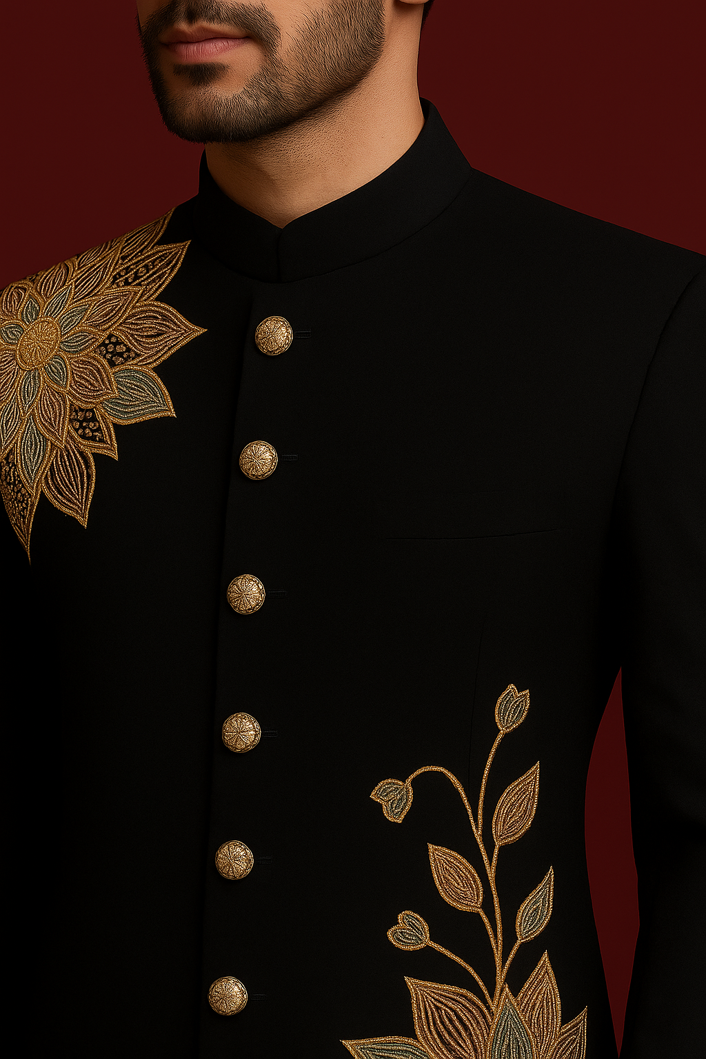 Floral Embellished Badhgala Suit for Wedding