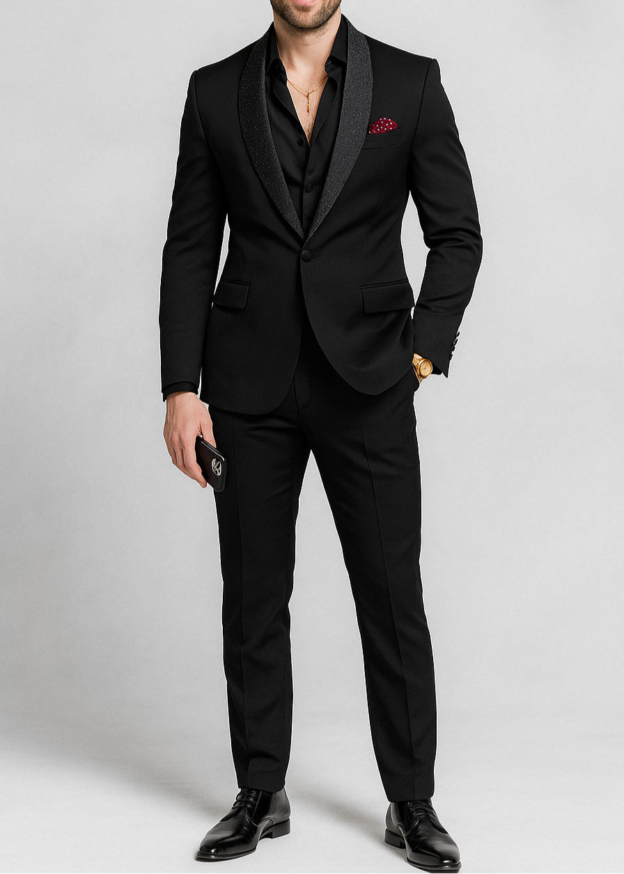 Slim Fit Black Shawl Lapel Tuxedo