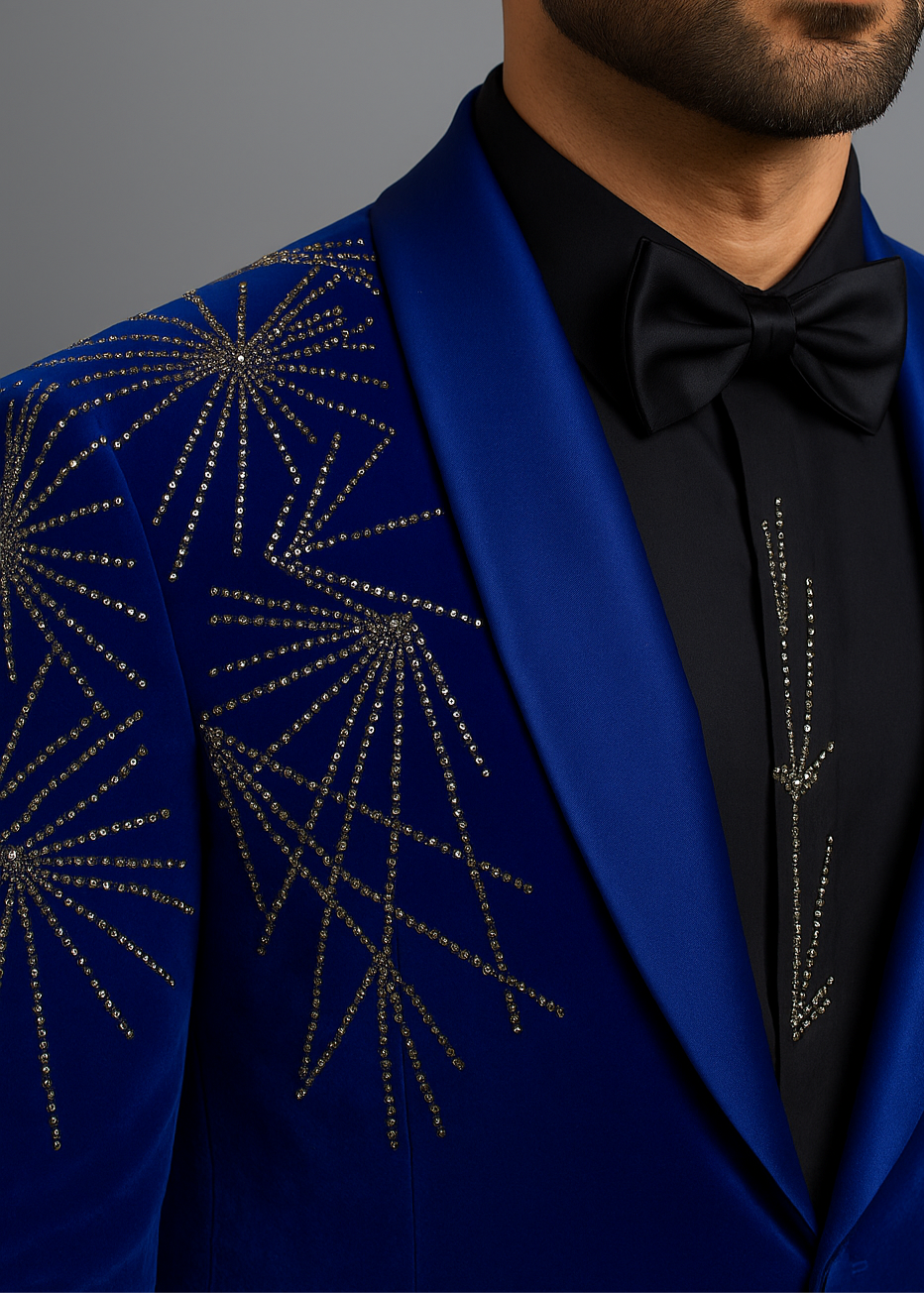 Royal Velvet Tuxedo with Embroidery