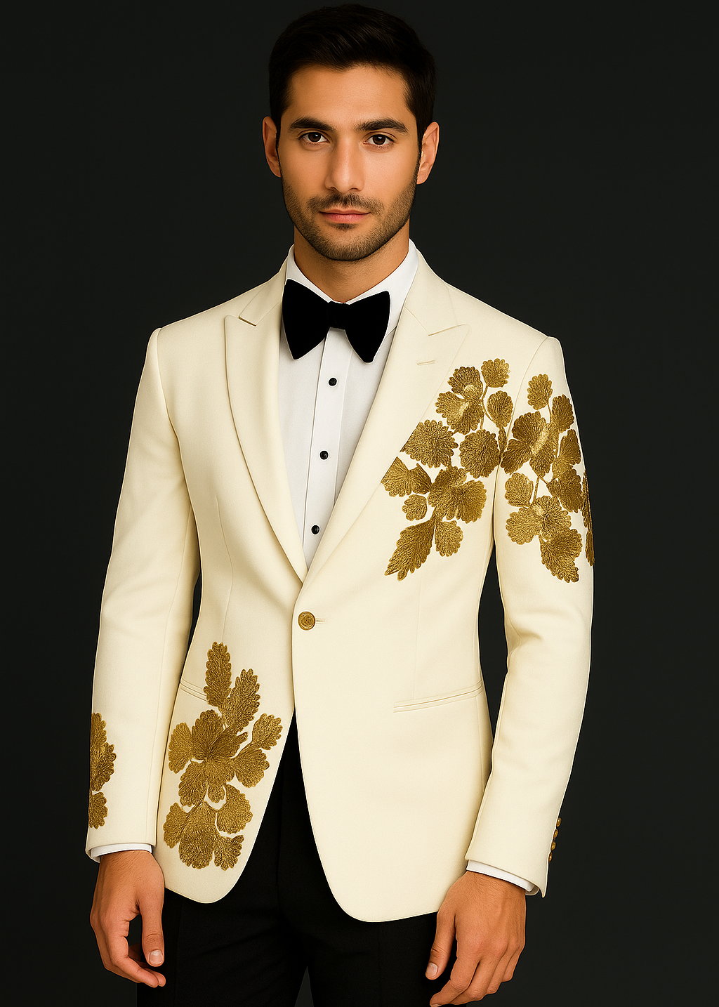 Wedding White Zardozi Embroidered Tuxedo