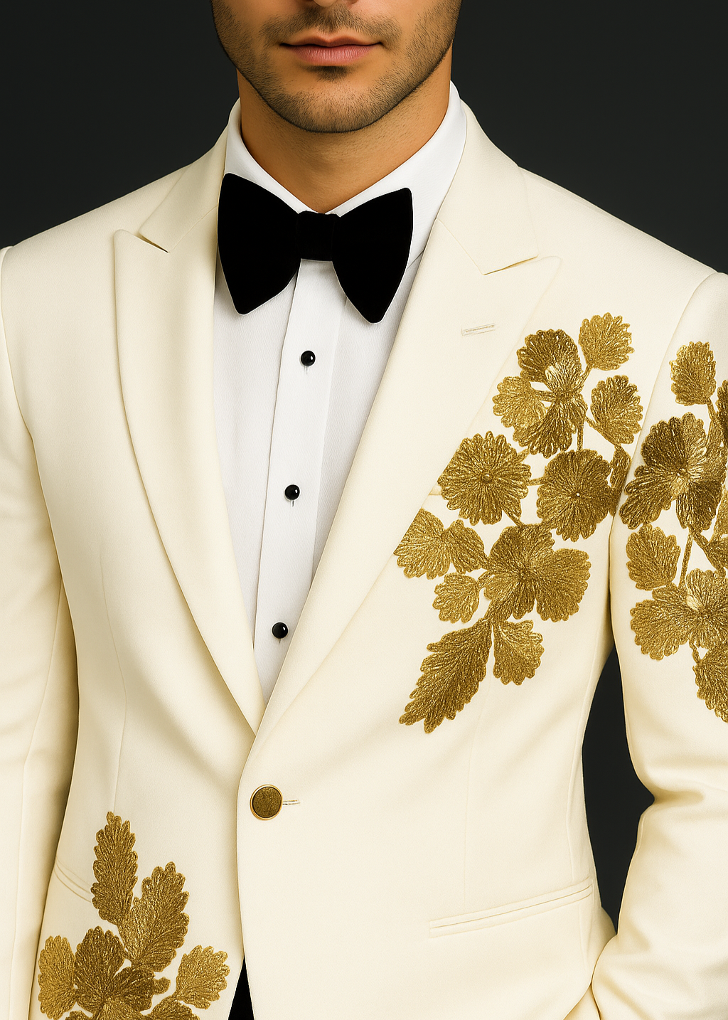 Wedding White Zardozi Embroidered Tuxedo