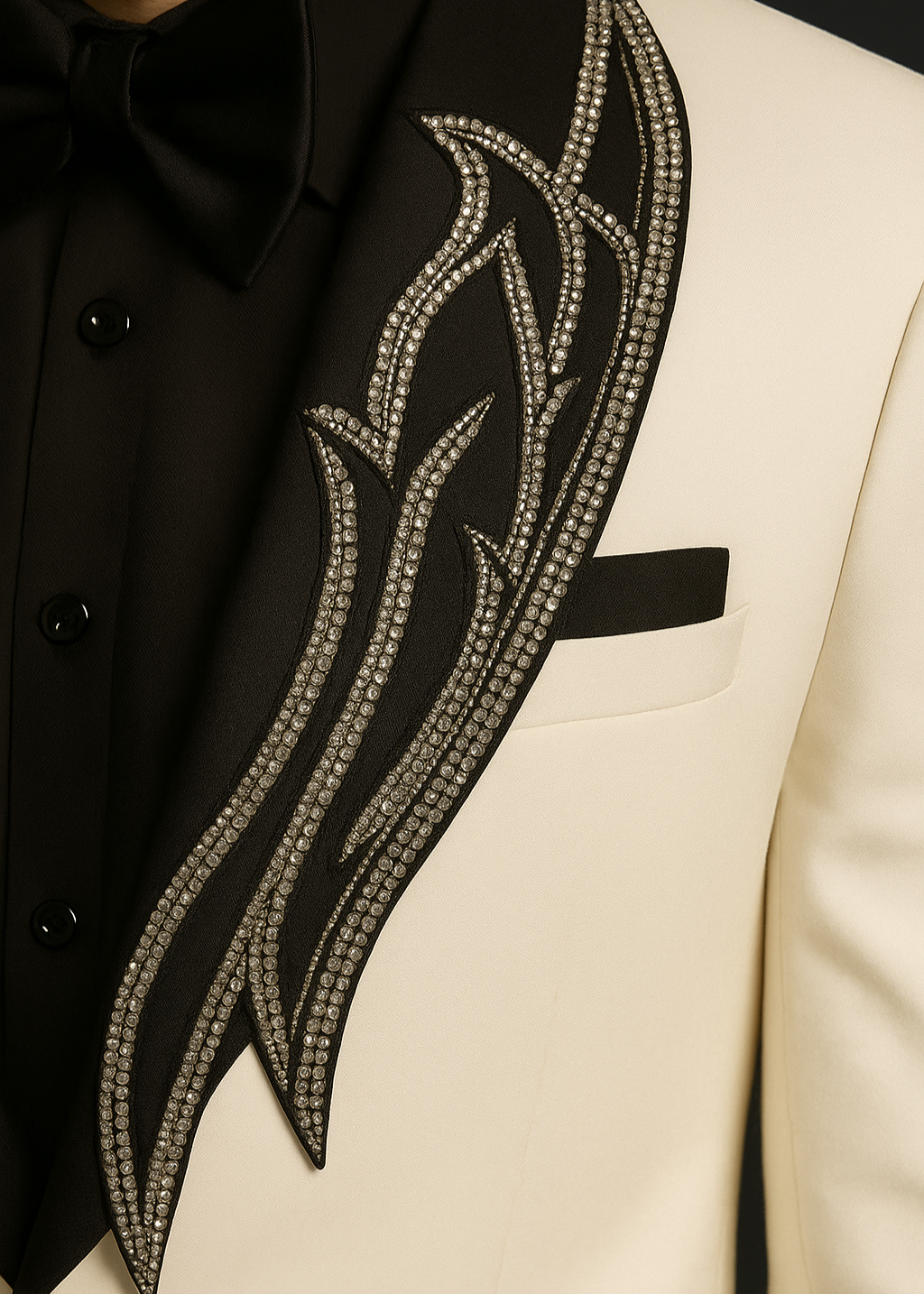 White Hand Embroidered Shawl Lapel Tuxedo