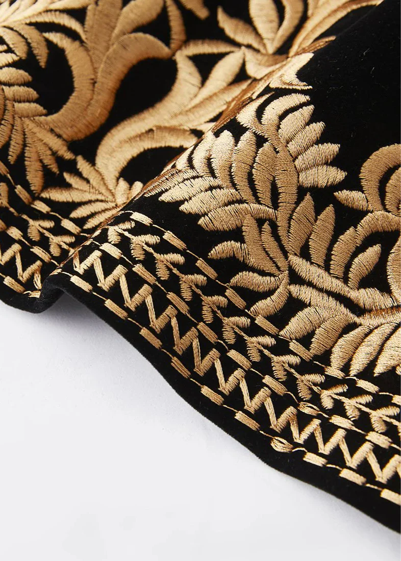 Gold Embroidered Black Velvet Tuxedo
