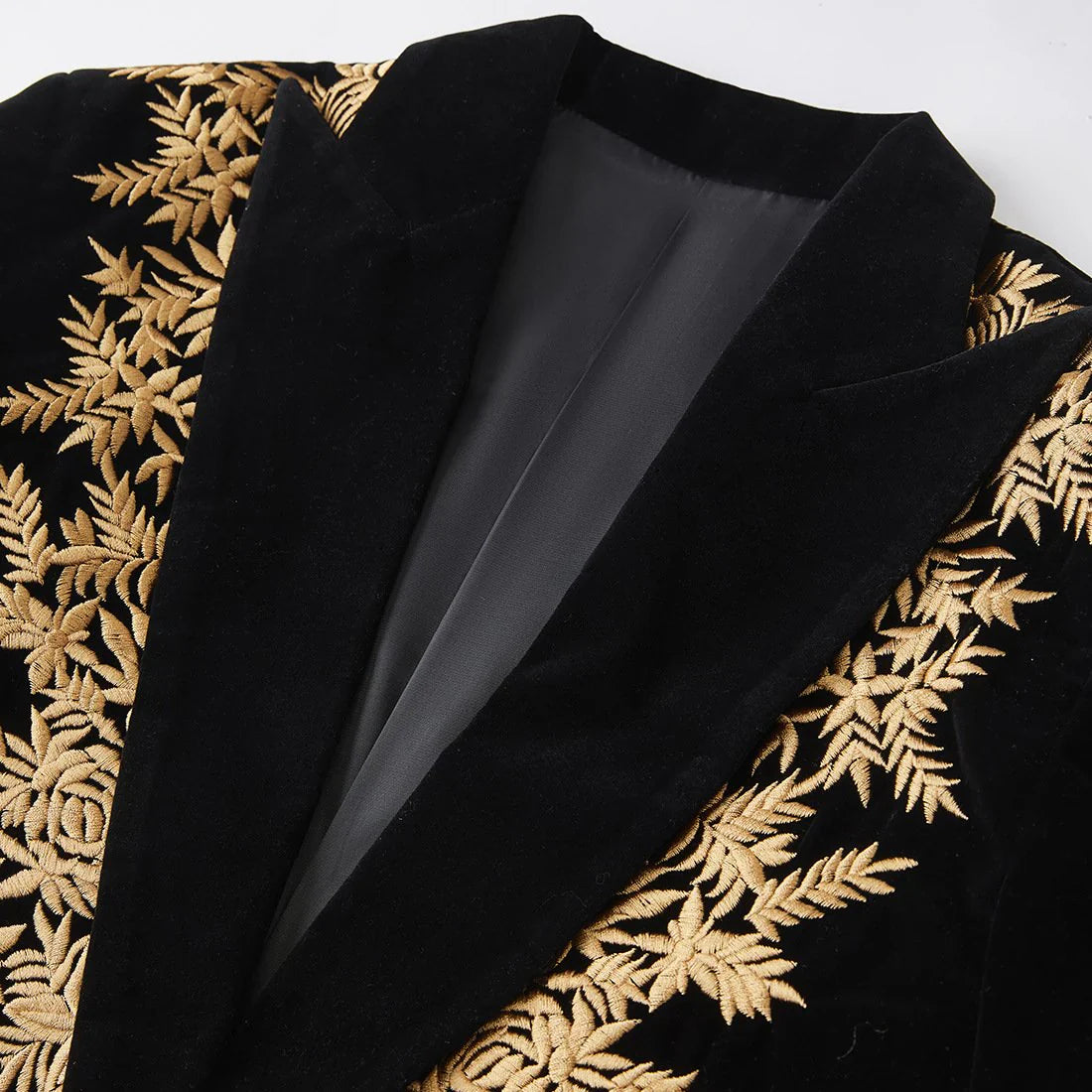 Gold Embroidered Black Velvet Tuxedo