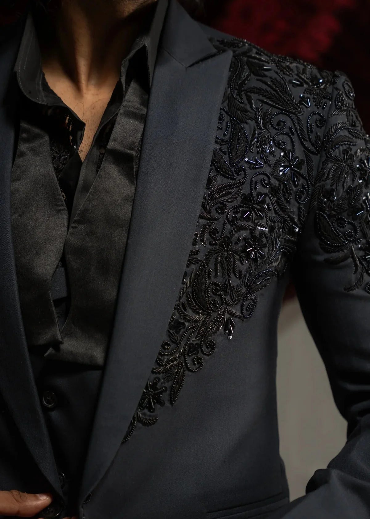 Hand Embroidered Suit for Wedding in Grey