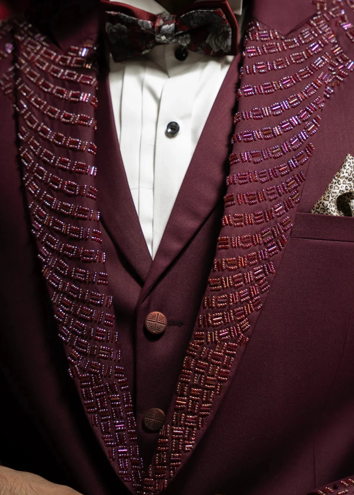 Burgundy Cutdana Hand Embroidered Suit for Wedding