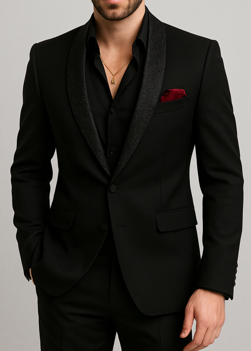 Slim Fit Black Shawl Lapel Tuxedo