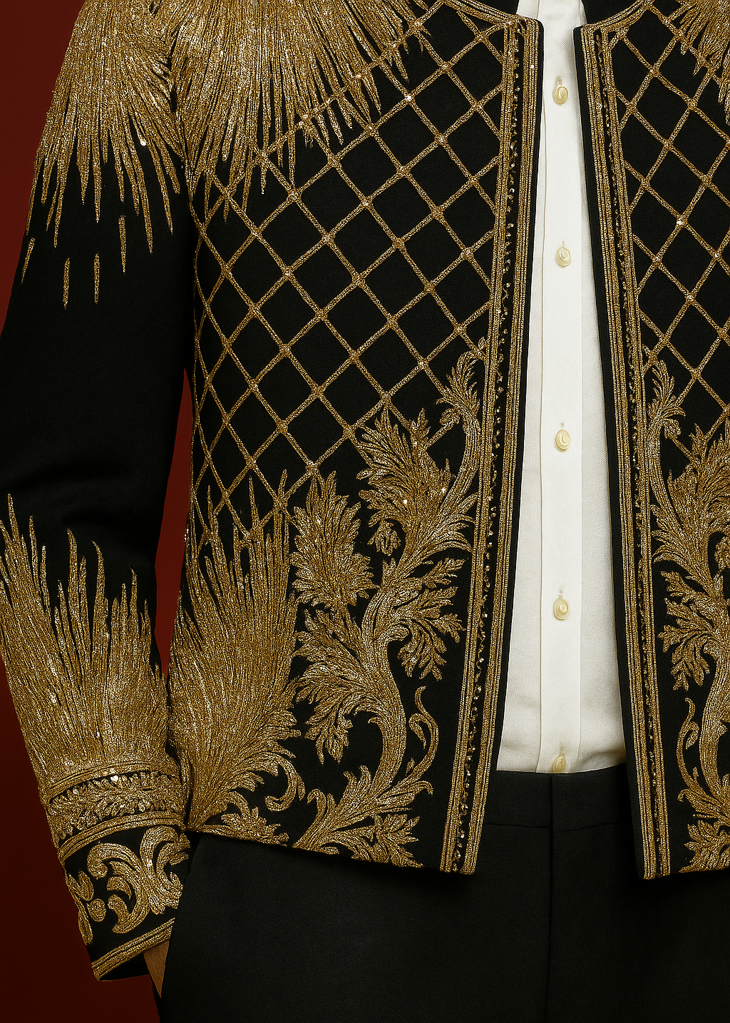 Premium Gold Embellished Modern Blazer for Wedding