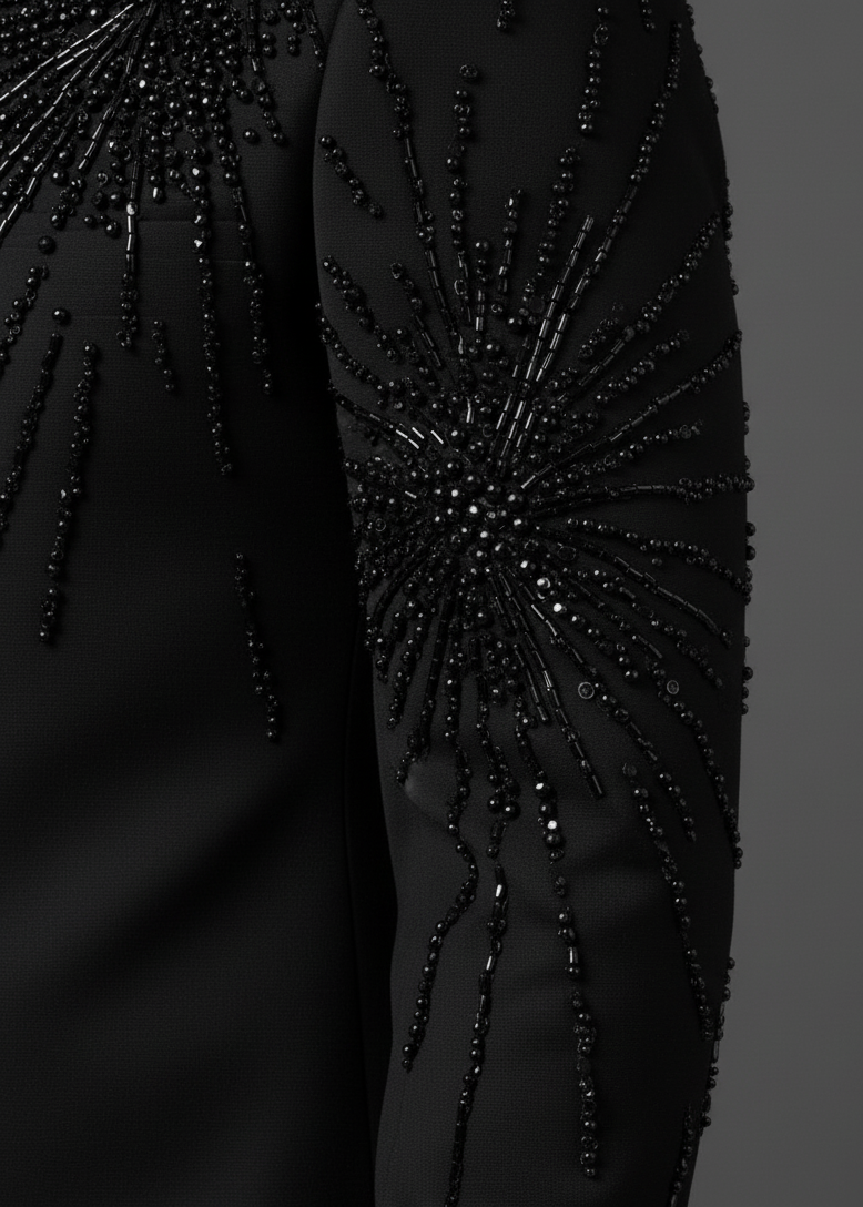 Black Cutdana Embroidered Bandhgala