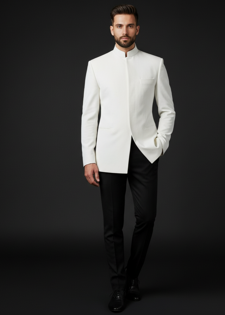 White Bandhgala For Wedding